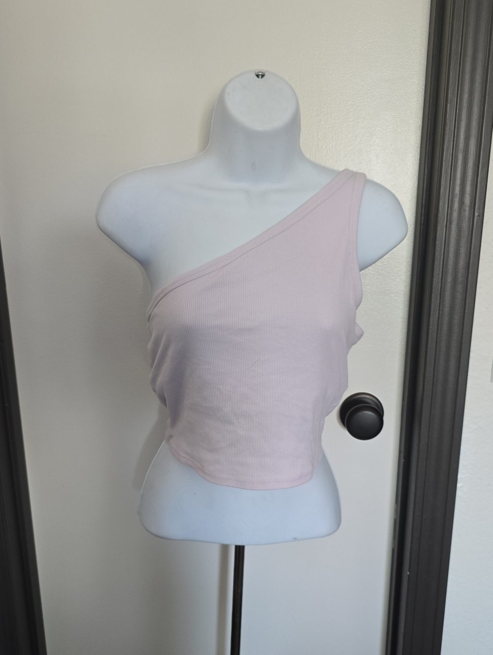 PINK Victoria's Secret Asymmetrical Ribbed Crop Tank - Pale Pink